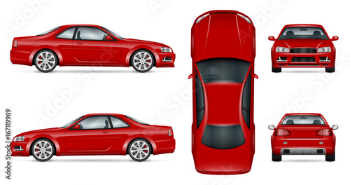 red sports car vector template for car branding and advertising isolated coupe car set on white red sports car vector template for car