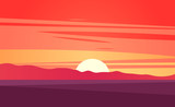 Fototapeta Zachód słońca - Sunset landscape vector illustration.