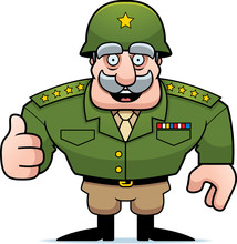 Cartoon Military General Thumbs Up