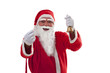 © IndiaPix - Portrait of cheerful Santa Claus gesturing while holding bell over white background