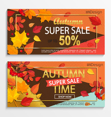 Wall Mural - Set of modern banners for autumn super sale.