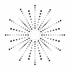 Poster - Halftone effect. Dotted sun rays. Vintage sunburst background