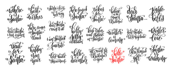 Wall Mural - 25 hand lettering set to christmas holiday design, winter time h
