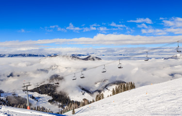 Canvas Print - Ski lift.  Ski resort  Soll, Tyrol, Austria