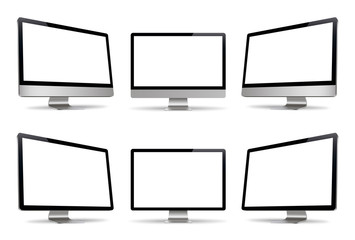 Poster - computer display, monitor, realistic set, 3d, isolated - stock vector.