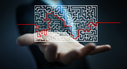 Poster - Businessman searching solution of a complicated maze