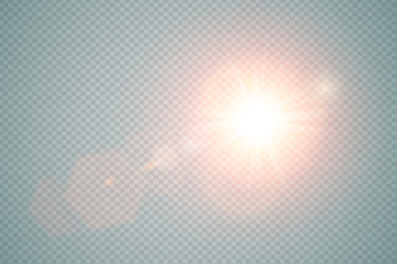 Wall Mural - abstract red front sun lens flare translucent special light effect design. vector blur in motion glo