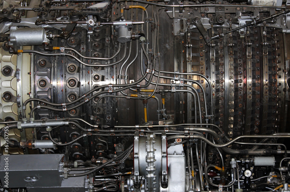 the internal structure of the aircraft engine, army aviation, military ...