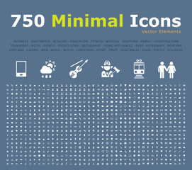 Poster - Set of 750 Universal Icons. Isolated Vector Elements