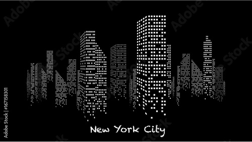 Building Noir Et Blanc Eclaire En Construction Gratte Ciel Immeuble Lumiere Etage Habitation Maison Stock Vector Adobe Stock