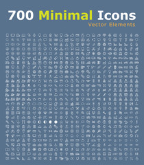 Poster - Set of 700 Minimalistic Icons . Isolated Vector Elements
