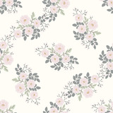 Fototapeta  - Seamless folk pattern in small wild flowers. Country style millefleurs. Floral meadow background for textile, wallpaper, pattern fills, covers, surface, print, gift wrap, scrapbooking, decoupage.