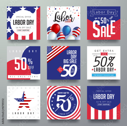 Labor Day Sale Promotion Advertising Banner Template Decor With