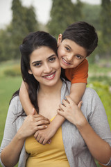 Wall Mural - Portrait of mother and son