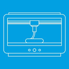 Poster - 3D printer icon, outline style
