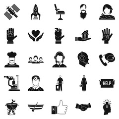 Poster - Human resources icons set, simple style