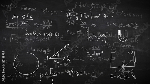 Foto  Background with physical formulas.