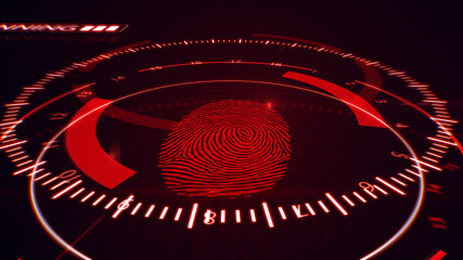 Poster - Fingerprint scanning technology. Red color.