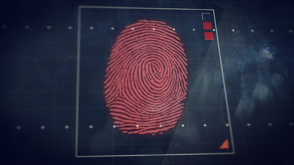 Poster - Abstract technology background. Security system concept with fingerprint scanning.