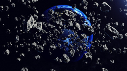 Wall Mural - inside the asteroid belt seen against the earth