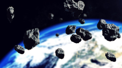 Wall Mural - Belt asteroids in space