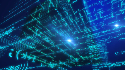 Poster - Innovative cyberspace vision with cube inside