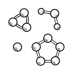 Molecular model illustration, drawing, engraving, ink, line art, vector