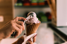 Putting Ice Cream To Cone, Summer Concept