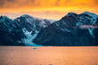 Sunset in the arctic on the eastern coast of Greenland.