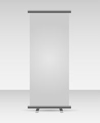 Poster - Roll up banner template isolated on grey background.  Vector illustration.