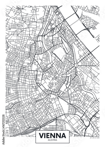 Cuadros en Lienzo Detailed vector poster city map Vienna