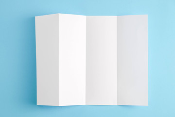 template fold white paper on blue background