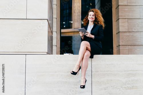 Beautiful Elegant Businesswoman In Formal Clothes And High Heeled