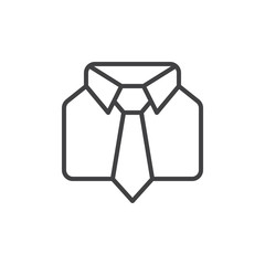 Poster - Uniform line icon, outline vector sign, linear style pictogram isolated on white. Shirt and tie symbol, logo illustration. Editable stroke. Pixel perfect vector graphics