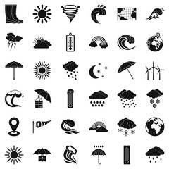 Poster - Bad weather icons set, simple style