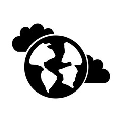 Poster - Beautiful fantasy cloud with world planet vector illustration design