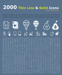 Wall Mural - Set of 2000 Thin Line and Solid Icons . Isolated Elements