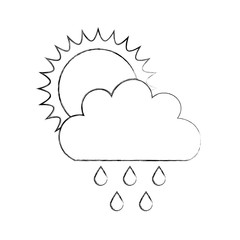 Poster - Beautiful fantasy cloud with sun and rain drops vector illustration design