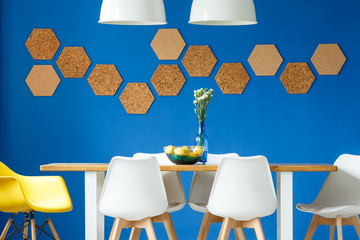 Wall Mural - Table and royal blue wall