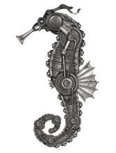 Steampunk Style Seahorse