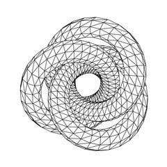 Poster - Abstract 3D polygonal wireframe geometric knot isolated.