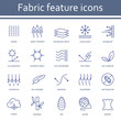 Fabric and clothes feature line icons. 