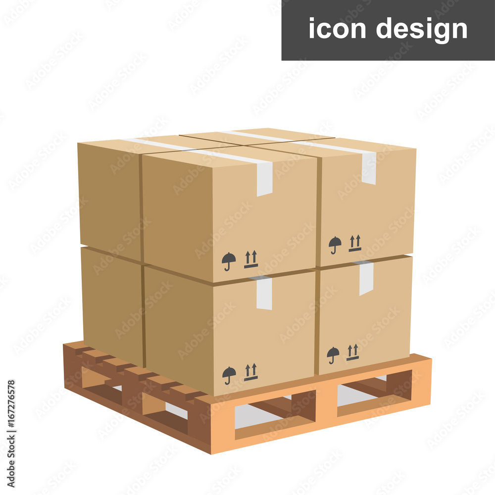 Vector icon cargo boxes pallet - obrazy, fototapety, plakaty 