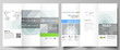 © Raevsky Lab - Tri-fold brochure business templates on both sides. Easy editable abstract vector layout in flat design. Minimalistic background with lines. Gray color geometric shapes forming beautiful pattern.