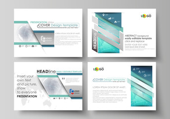 Poster - The minimalistic abstract vector illustration of the editable layout of the presentation slides design business templates. Chemistry pattern. Molecule structure. Medical, science background.