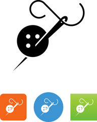 Poster - Needle Thread And Button Icon - Illustration