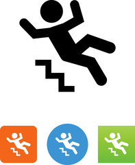 Sticker - Person Falling Down Stairs Icon - Illustration