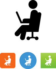 Wall Mural - Person Sitting With A Computer Icon - Illustration