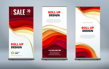 Business Roll Up Banner stand. Presentation concept. Abstract modern roll up background. Vertical template billboard, banner stand or flag design layout. Poster for conference, forum, shop