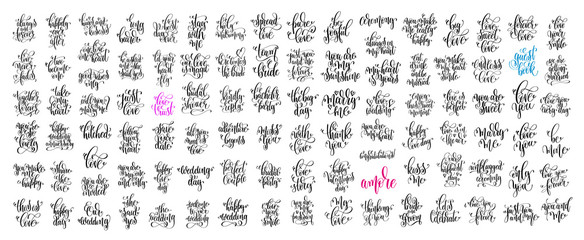 Wall Mural - set of 100 hand lettering wedding invitation and romantic valent